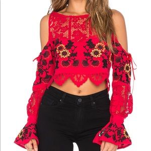 FOR LOVE AND LEMONS CECELIA CROP TOP IN HOT RED